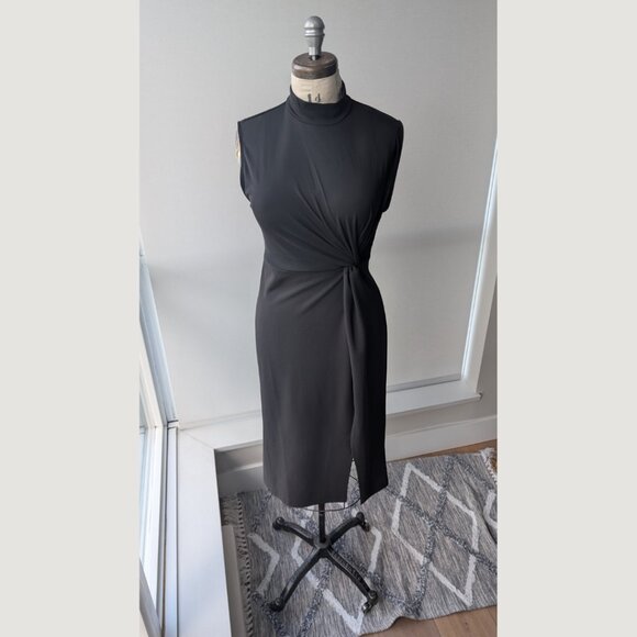 ZARA Sheath Black Sleeveless Midi Dress - Picture 3 of 4